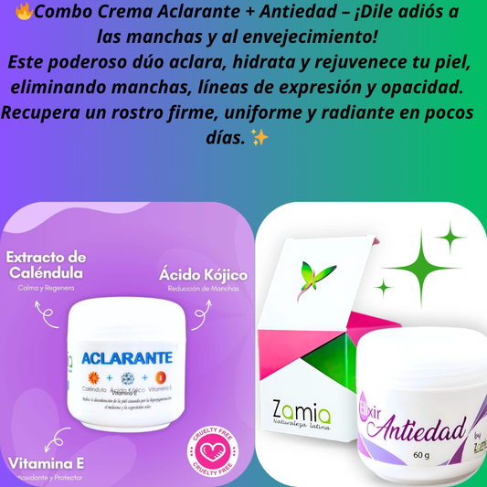 🌟CREMA ACLARANTE+ANTIEDAD - “¡Dile adiós a las manchas y al envejecimiento con el Combo facial más vendido en Colombia!”