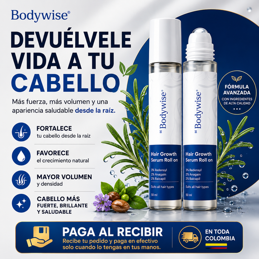 BodyWise Hair Growth-¡Devuélvele Vida a Tu Cabello! Más fuerza, más volumen y una apariencia saludable desde la raíz.