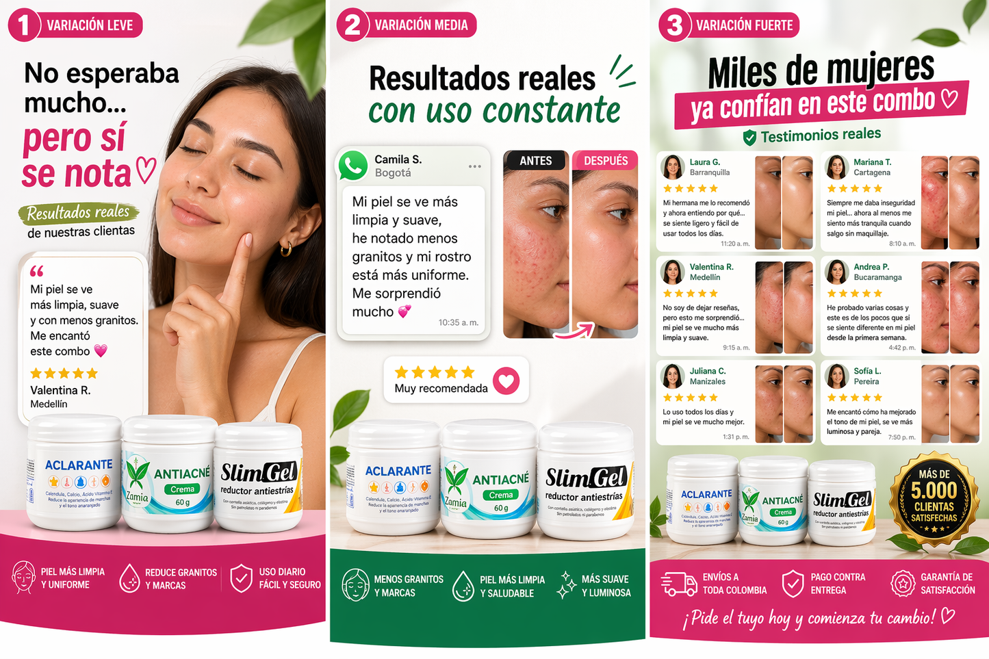 COMBO ACLARANTE + ANTIACNE + SLIM GEL - ✨ Tu rutina completa en un solo combo (fácil y práctico)”