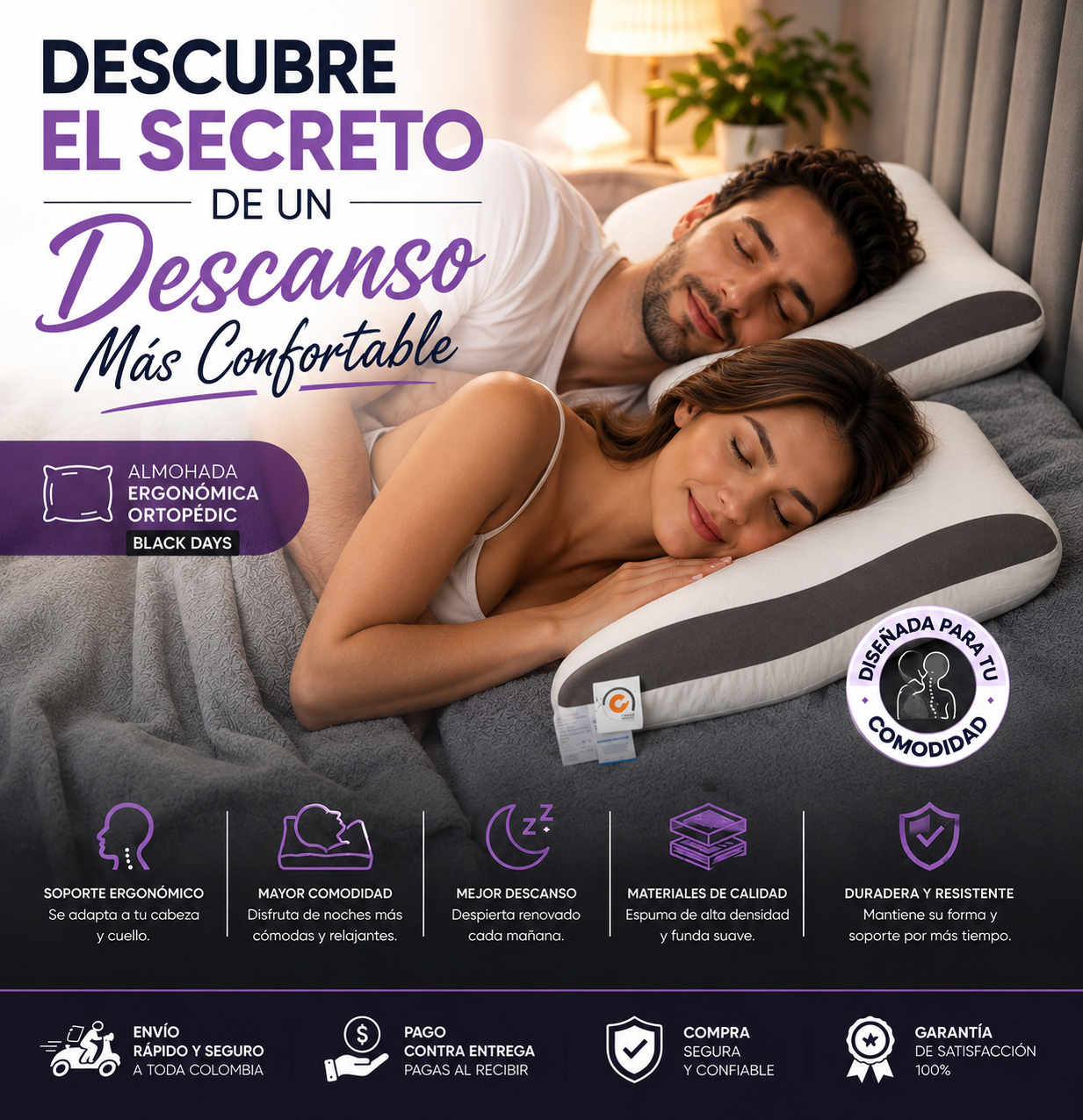 "Almohada Ergonómica Que Alivia La Tensión Cervical Mientras Duermes"