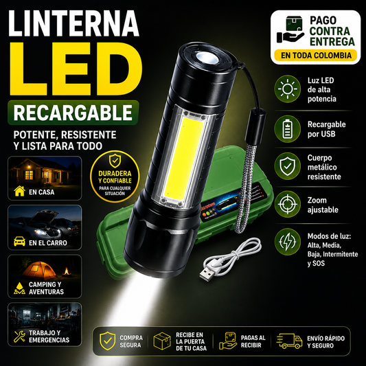 🚨 ¡Nunca Vuelvas a Quedarte a Oscuras! Descubre la Linterna LED Recargable Que Te Acompaña en Cualquier Situación