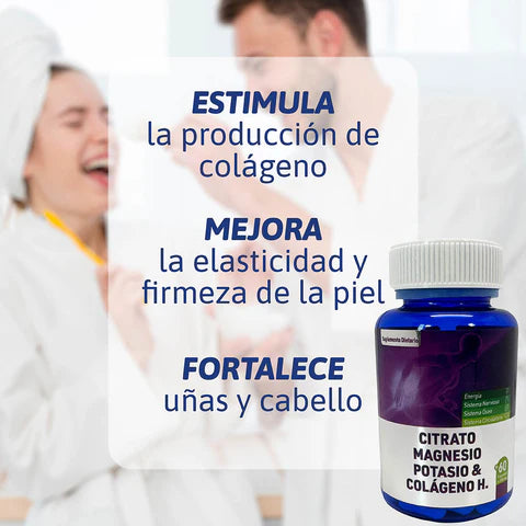 CITRATO CÁPSULAS – MAGNESIO + POTASIO + COLÁGENO⚡ “Energía, fuerza y alivio en una sola cápsula”